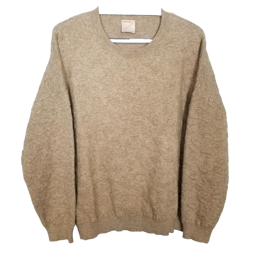 Kerisma Women Textured Angora Blend Pullover Sweater Sz‎ S/M Beige Pullover
